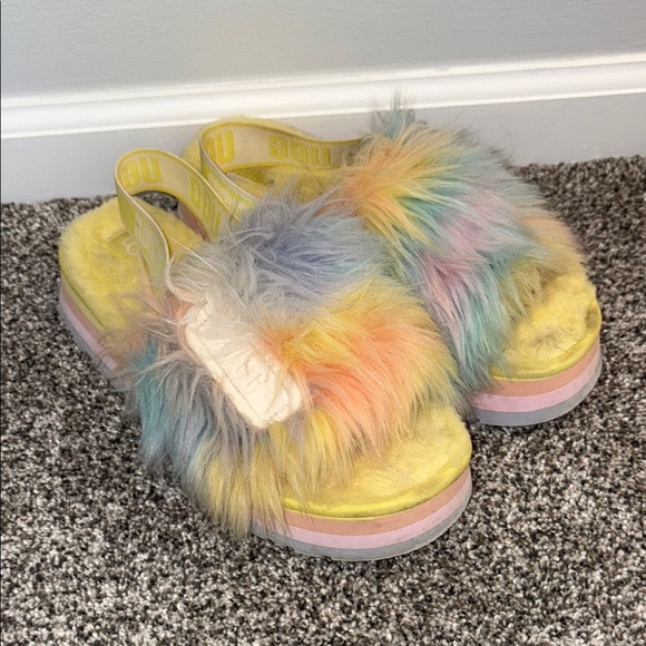 UGG Fluff Yeah Disco Slide Tie Dye Size 9 - Picture 1 of 6